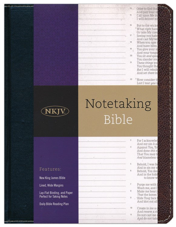 Notetaking Bible Bonded Leather NKJV, Black/Brown