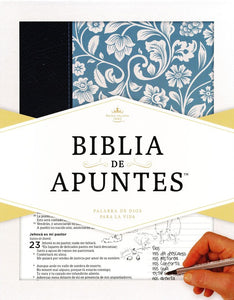 Biblia de Apuntes RVR 1960, Piel Genuina y Tela Impresa Azul