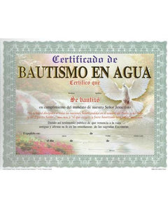 Certificado de Bautismo en Agua Cascada - Paquete de 15