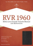Biblia Letra Grande Tamaño Manual RVR 1960, Negro Imitación Piel con Indice