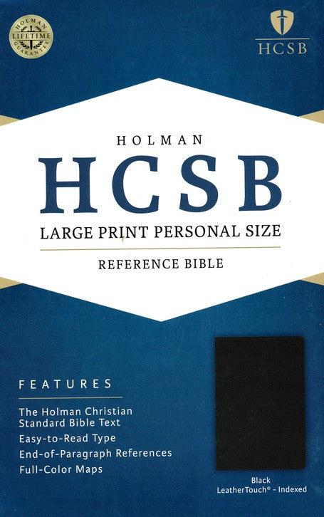 Bible Large Print Personal Size HCSB, Black LeatherTouch, Thumb-Indexed