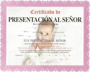 Certificado de Presentación para Niña - Paquete de 15