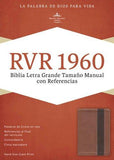 Biblia Letra Grande Referencia Tamaño Manual RVR 1960, Cobre y Marron Profundo Simil Piel