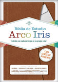 BIBLIA RVR60 ESTUDIO ARCO IRIS IMITACION CAFE CON INDICE, CIERRE, BOLSILLO Y LENTE DE AUMENTO