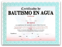 Certificado de Bautismo en Agua Amanecer - Paquete de 15
